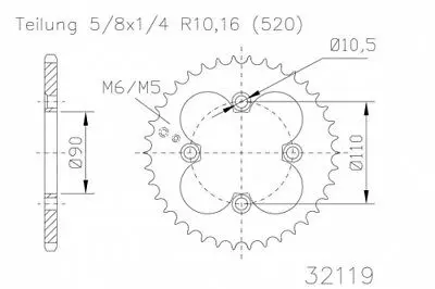 Esjot スプロケット スチール 520 32歯 Adly