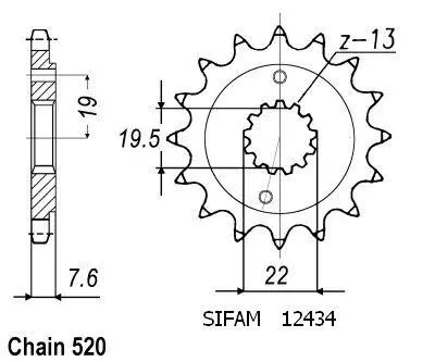 Ritzel Esjot 520 - 14 Zähne - Kawasaki/Suzuki/Triton - Ähnlich JTF1401