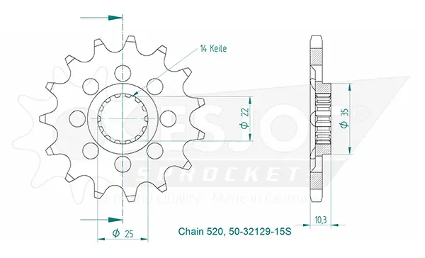 Esjot Lightweight Kædehjul 520 - 15 Tænder