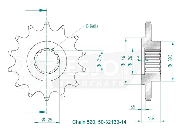 Ritzel Esjot 520 14 Zähne Made in Germany