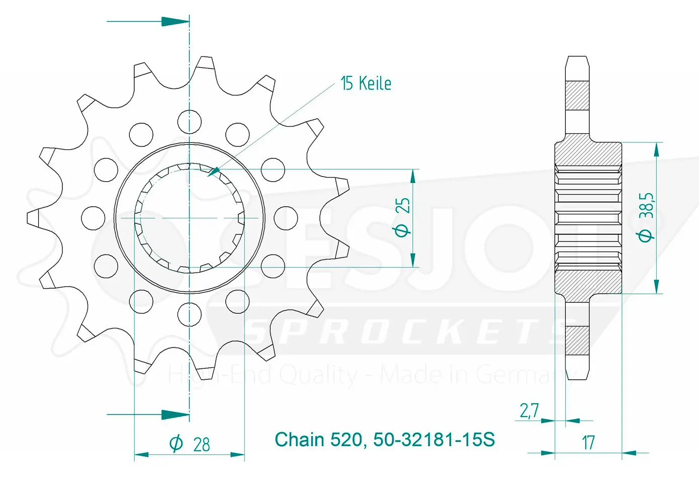 Esjot Lightweight Ritzel Ducati 520 15 Zähne