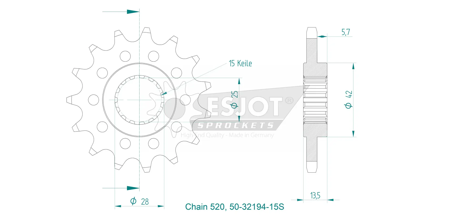 Esjot JTF710 lightweight sprocket 520 chain 15 teeth