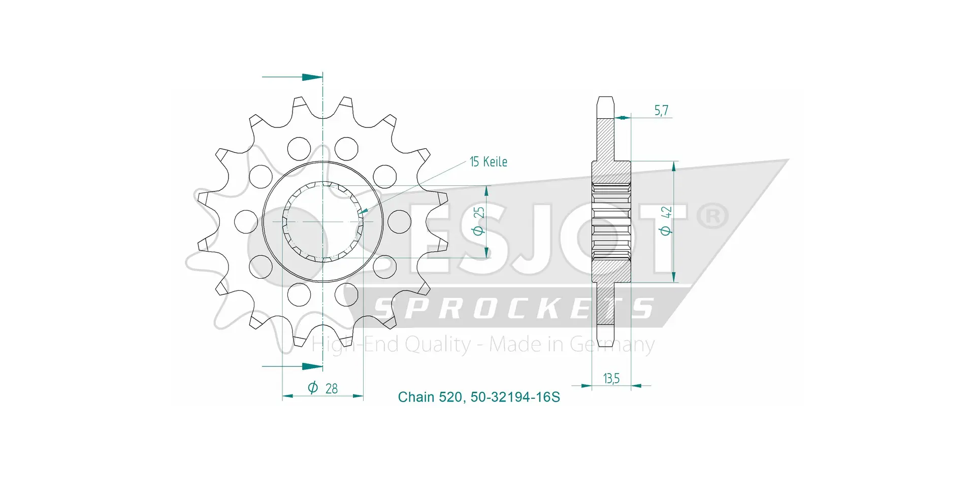 Pignon Esjot JTF710 520 16 dents