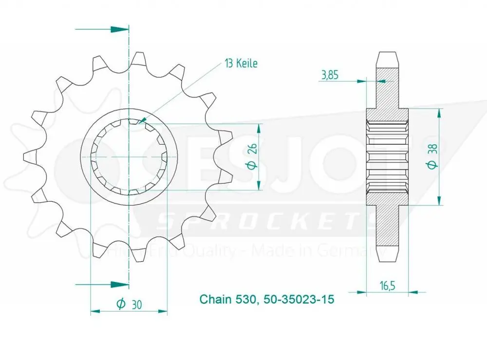 Зъбно колело Esjot Lightweight 530 14 зъба