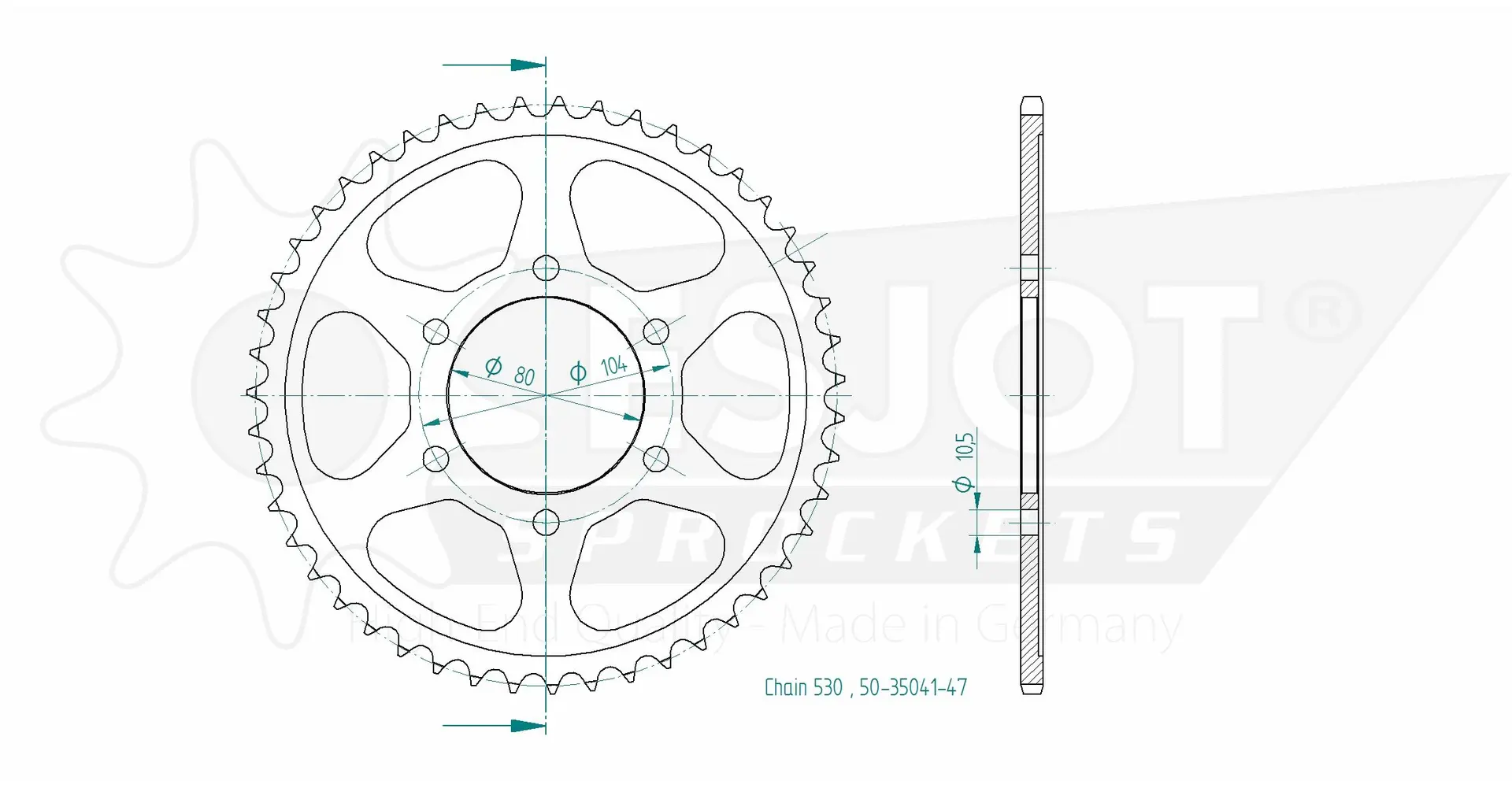 Esjot Steel Sprocket Kawasaki 530 - 47 teeth