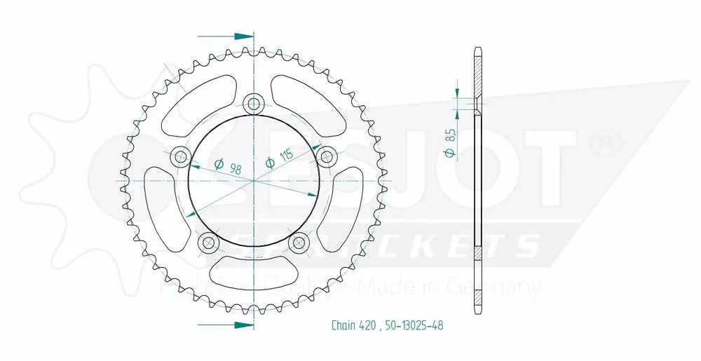 Aluminum TT sprocket KTM orange 420 48 teeth Esjot