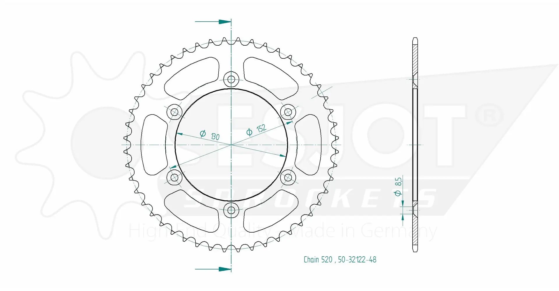 Esjot Aluminum Sprocket 520 46 Teeth