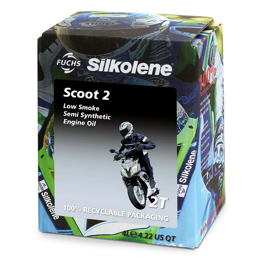 دو اسٹروک سیمی سنتھٹک انجن آئل Silkolene Scoot 2 Cubi 4L (x4)