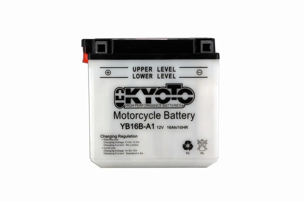 Batteri Kyoto YB16B-A1 konventionelt med vedligeholdelse - leveres med syrepakke