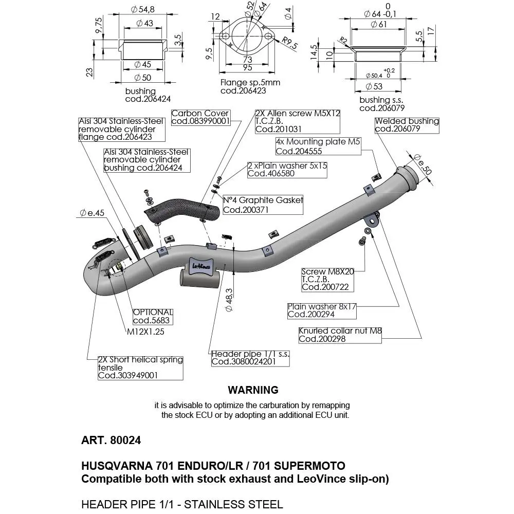LeoVince 701 Enduro/LR Krümmer