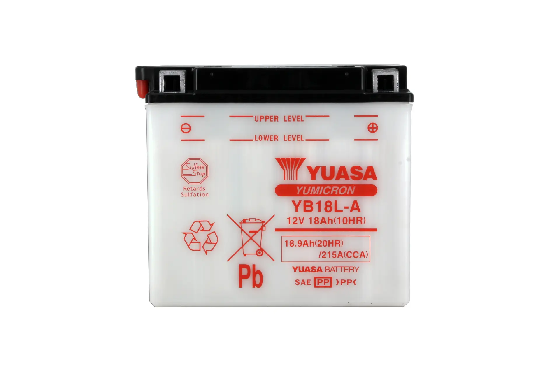 12V 18 Ah YB18L-A Yuasa yumicron konventionelle wartungsbedürftige Batterie (L180xB90xH162mm) — Ansicht 3