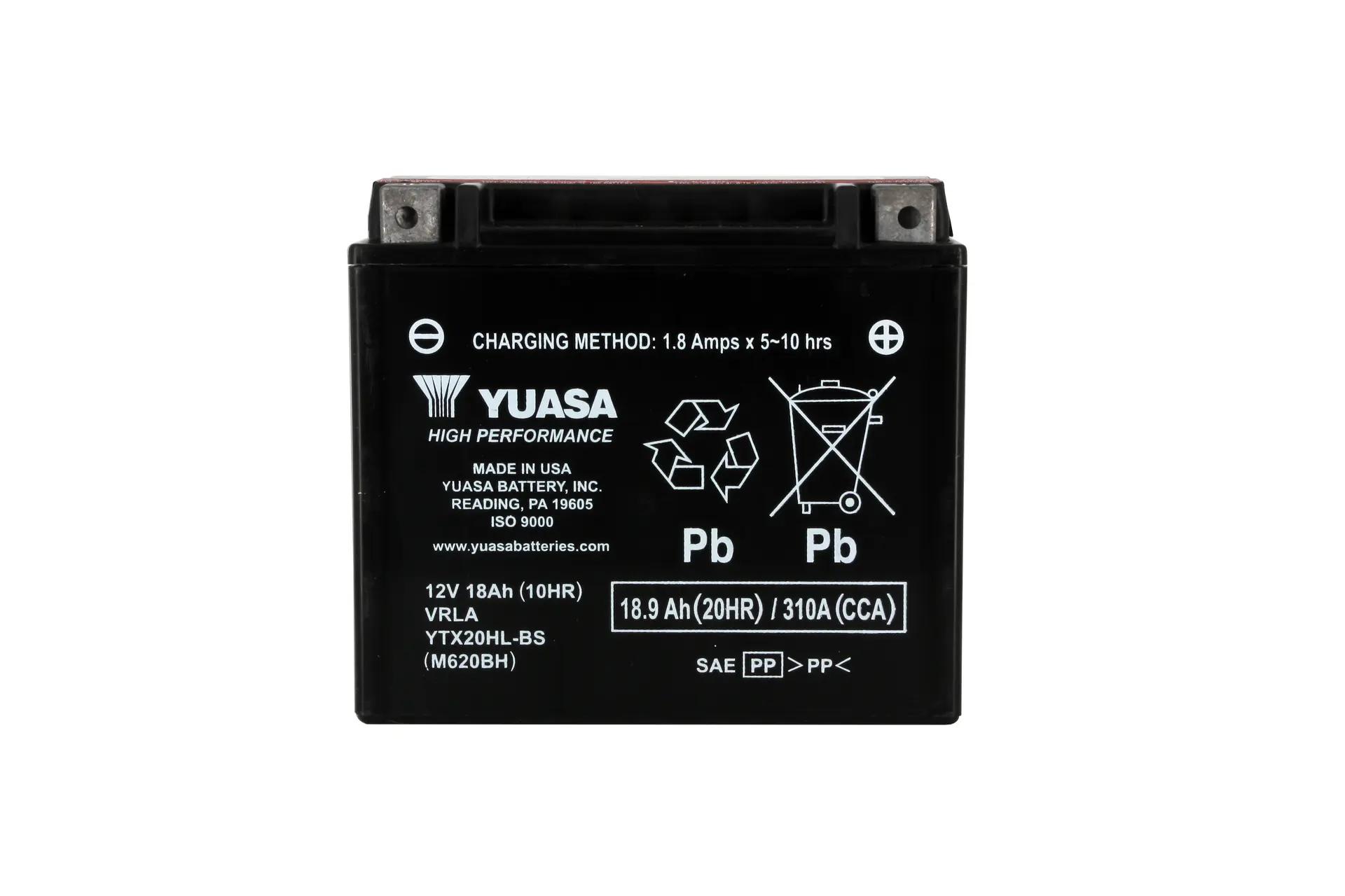 Yuasa YTX20HL-BS Maintenance-Free AGM Battery