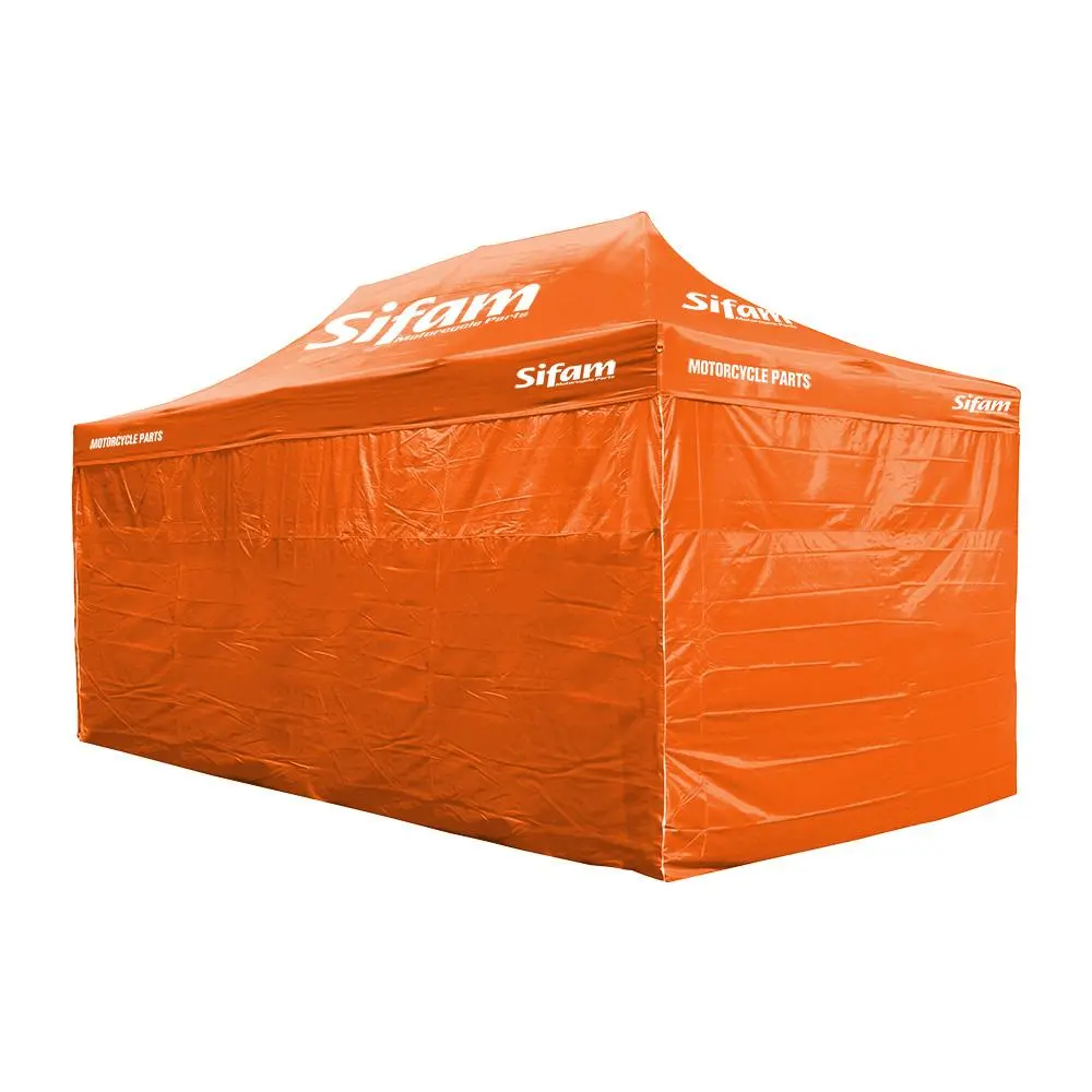 Sifam 广告折叠帐篷 6米 x 3米 橙色 - 钢结构 - 800D聚酯纤维布料 4面围布