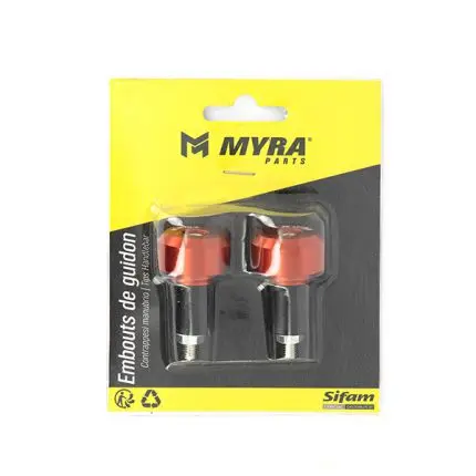 Заглушки руля Ø17 анодированные оранжевые Myra — вид 2