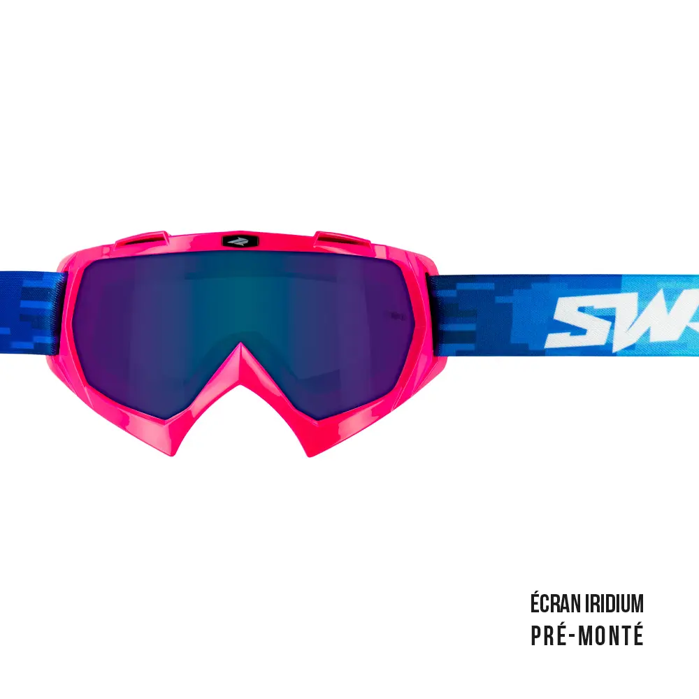 Cross-Visier Swaps Pixel Pink + Iridiumblaues Vorsatzglas vormontiert
