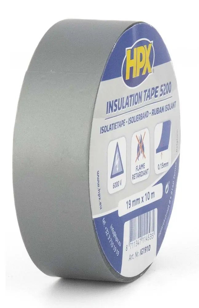 Ruban isolant PVC gris HPX 19 mm x 10 m