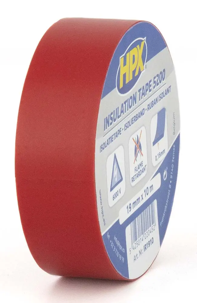 Ruban isolant PVC rouge 19 mm x 10 m HPX