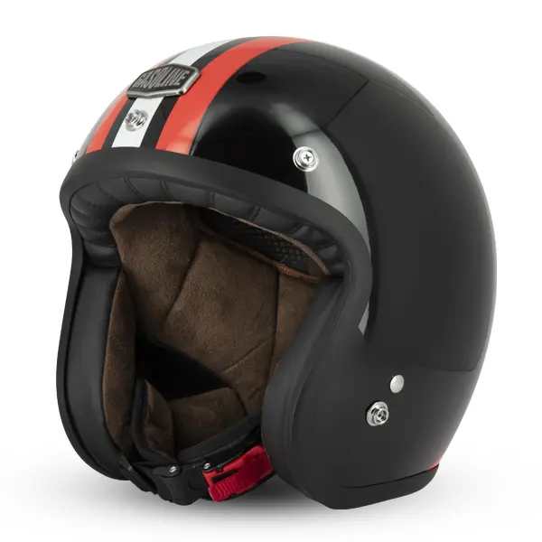 Casque Jet Café Racer S250 Noir / Rouge / Blanc Brillant Taille XS Gasoline