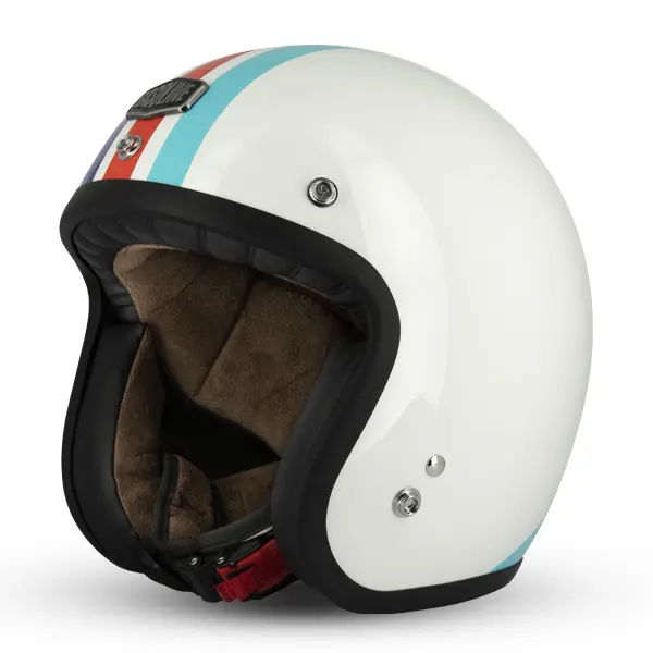خوذة جيت Café Racer S250 أبيض أزرق أحمر لامع مقاس XS Gasoline