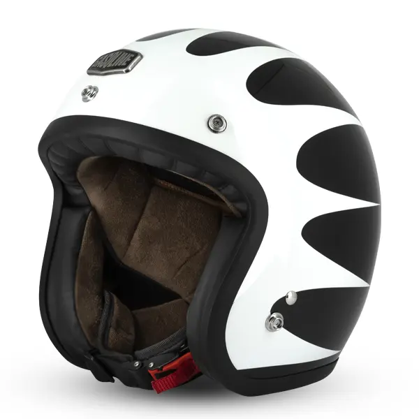 Jet-Helm Café Racer S250 Schwarz Weiß Glänzend Gasoline Größe S