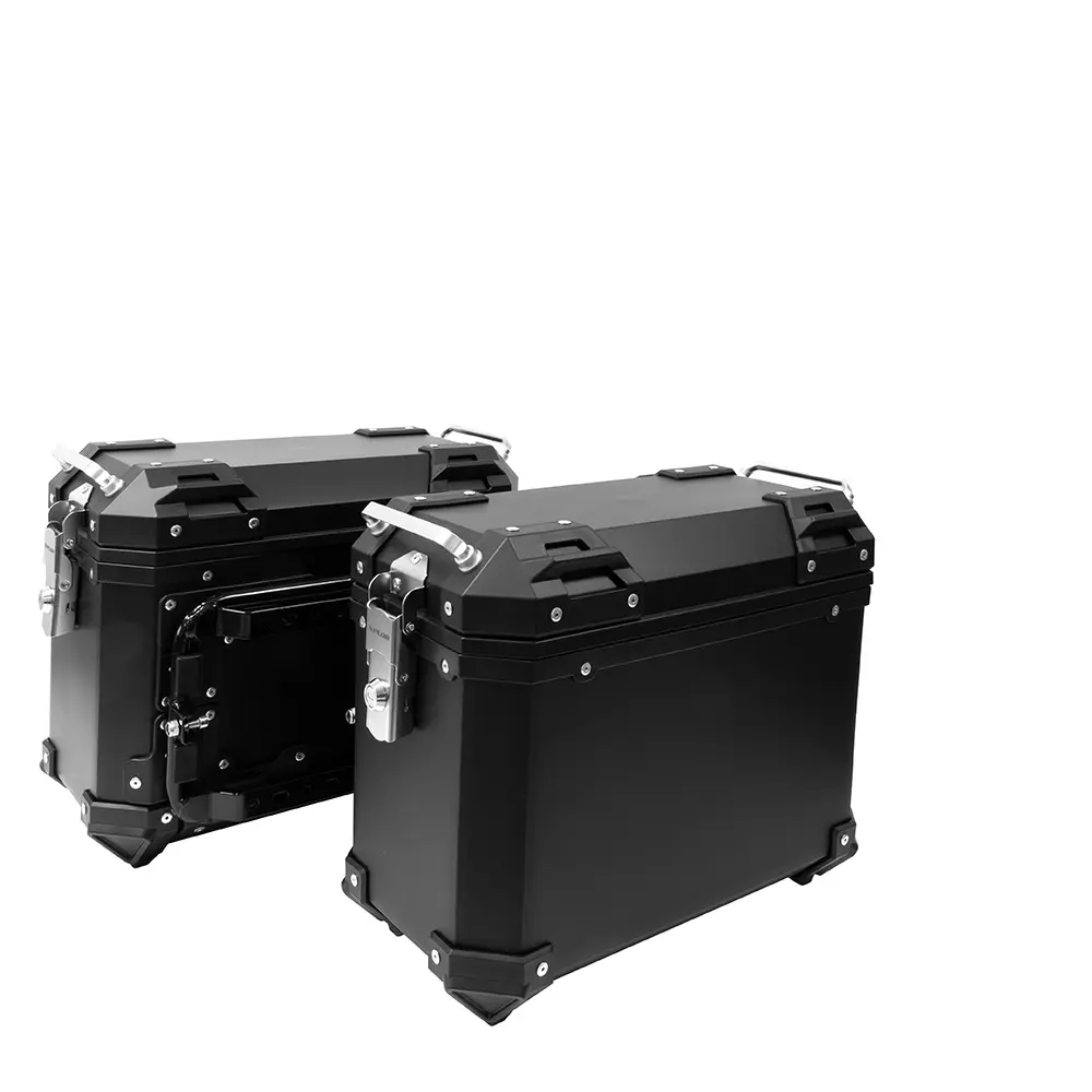 Valize laterale negre plastic 28L X-PLOR vandute pe pereche cu fixari