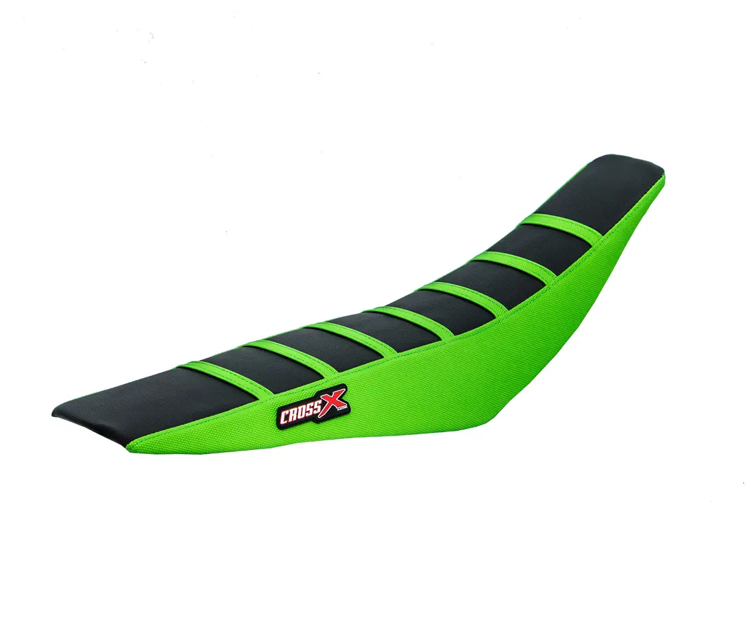 Sitzbezug CrossX Kawasaki KXF 250-450 schwarz mit grünen Streifen