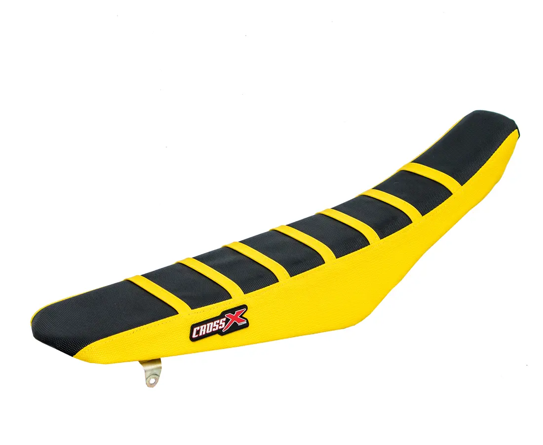 Капак на седалка CrossX Suzuki RM 85 Top Black Side Yellow Stripes Yellow