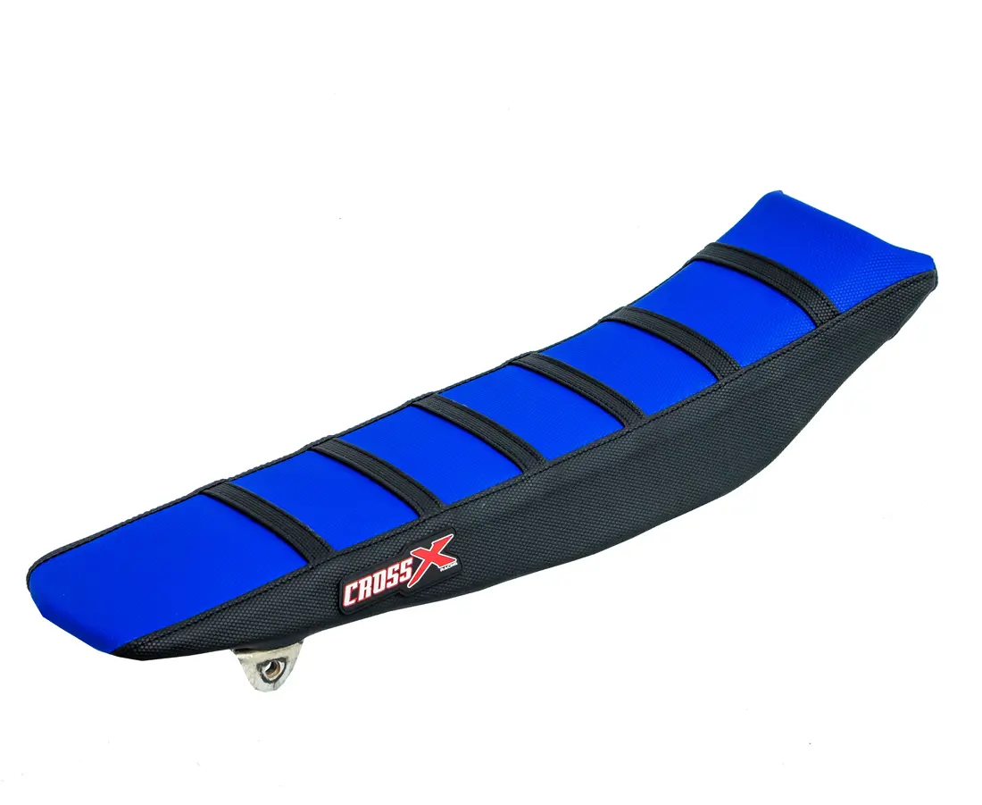 غطاء مقعد كروس إكس ياماها YZF 250-450 WRF 250-450 أزرق أعلى أسفل الجانب خطوط سوداء مع غطاء خزان مرفق