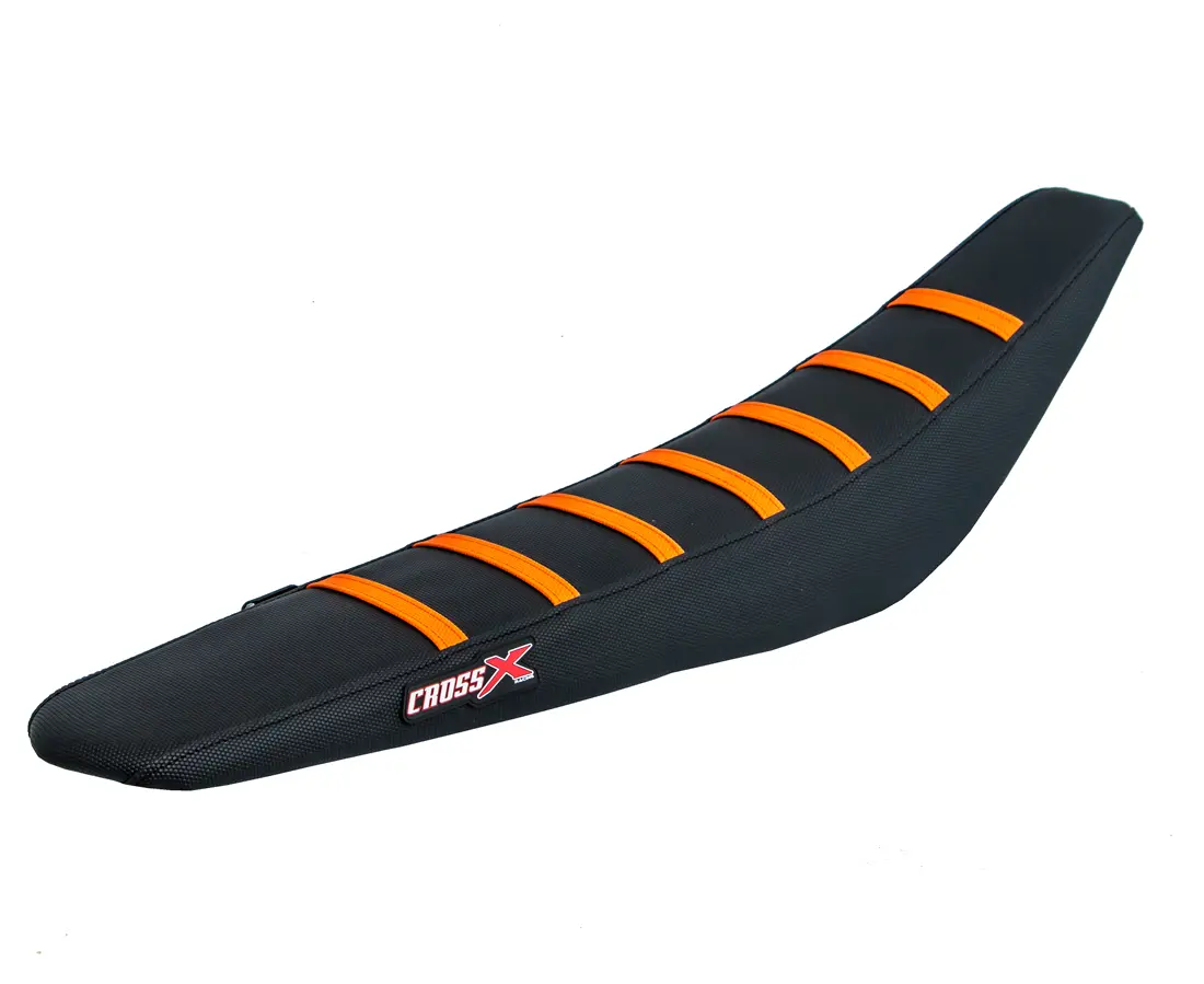 غطاء مقعد كروس إكس KTM SX 200-250-450 SXF 125-525 أعلى أسود جانب شرائط سوداء برتقالية