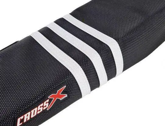 Navlaka za sjedalo KTM SXF 250-450 - SX 125-150-250 - boja crna - pruge 3 bijele (m518-3adidas)
