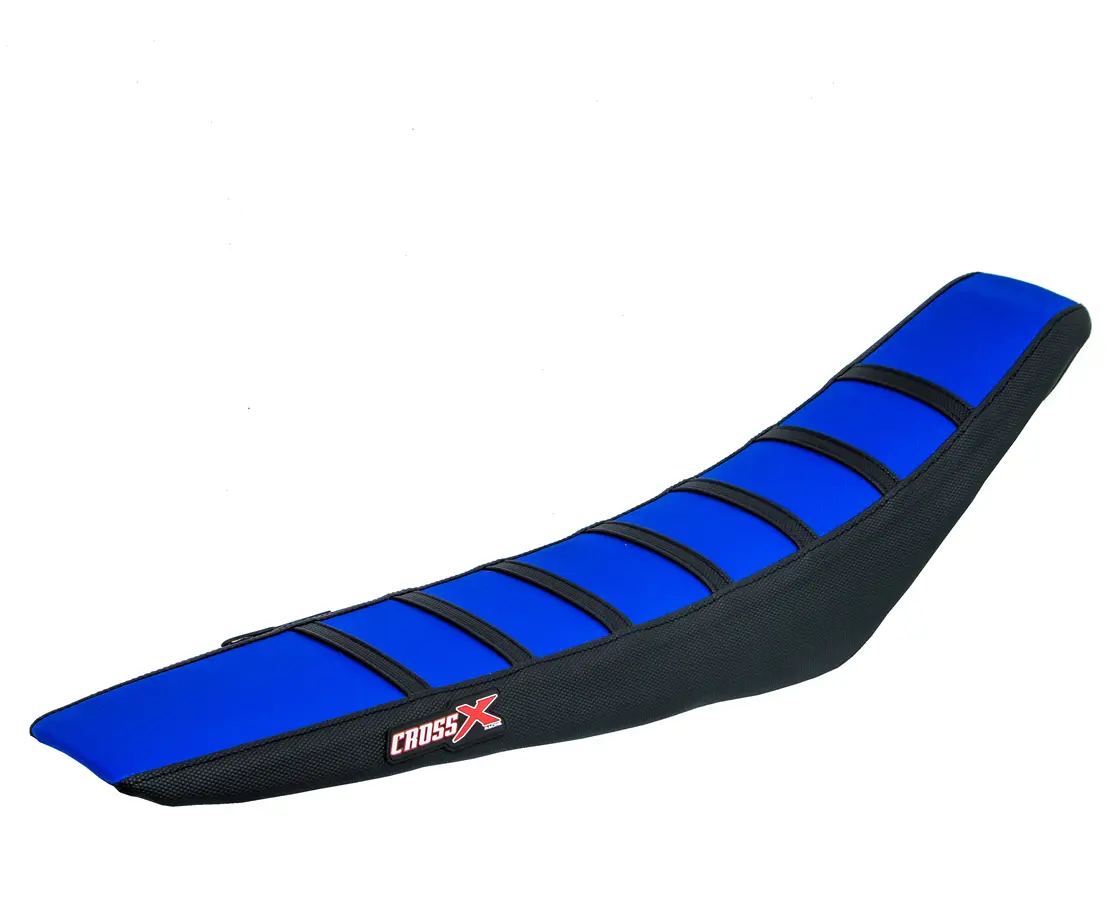 Sattelbezug CrossX Husqvarna TC 50 oben blau Seite schwarz Streifen schwarz