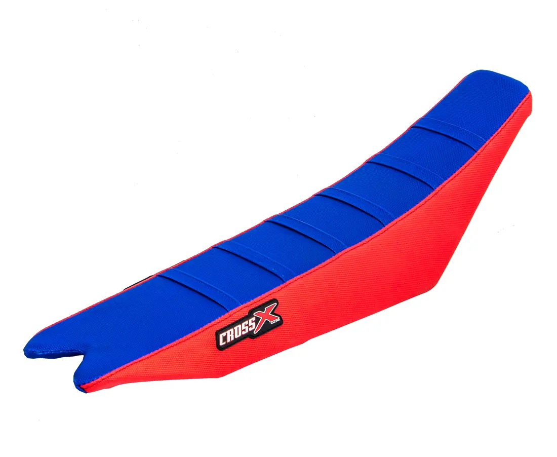 Potah sedla CrossX Beta RR-RS top blue side red stripes blue