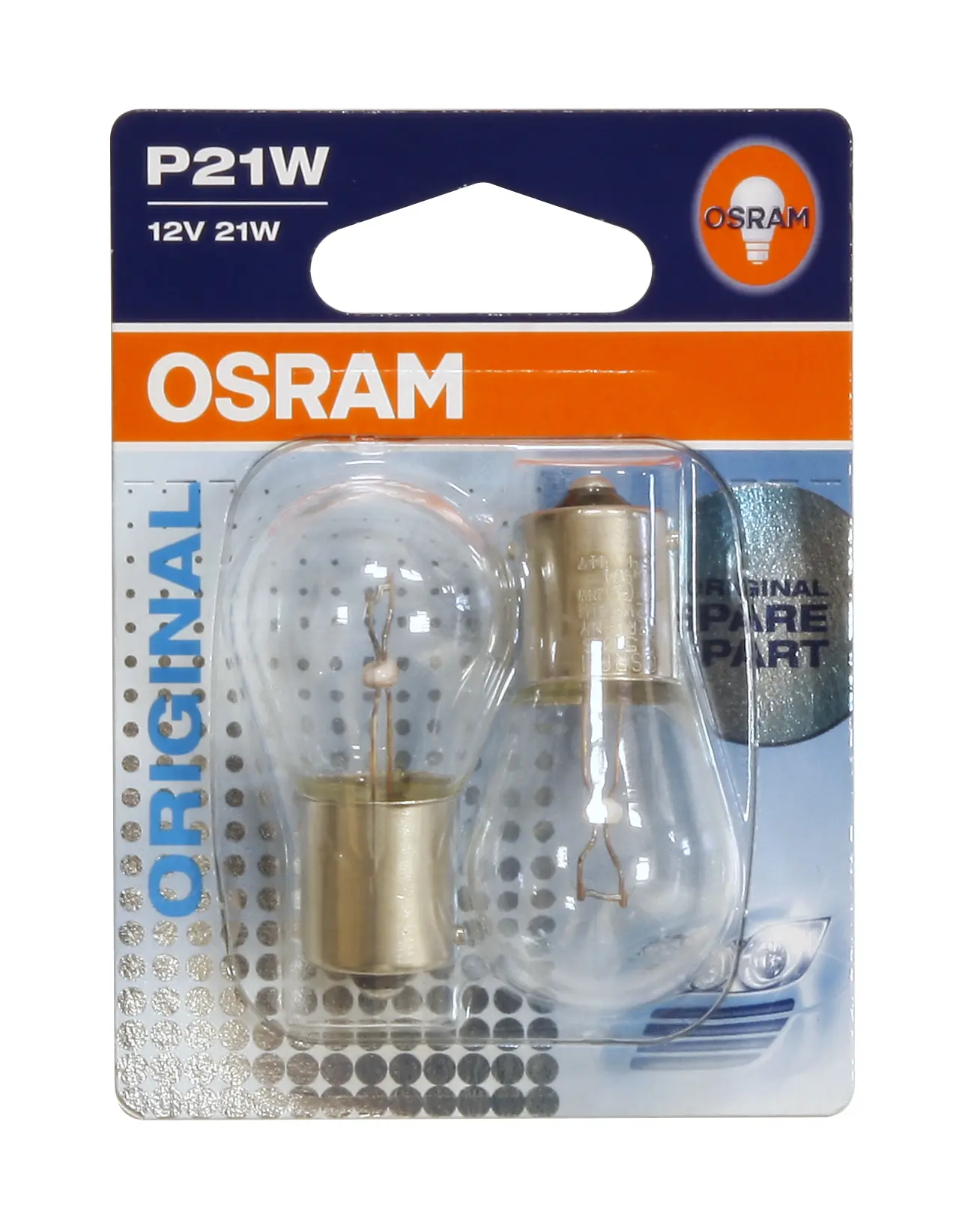 Stoplygtepære 1 ledning 12V 21W Ba15s Osram - Blister 2