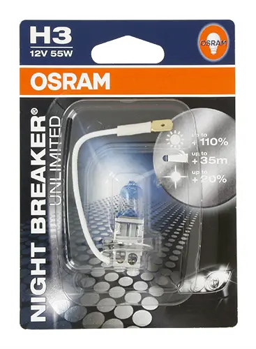 Ampoule H3 Night Breaker Osram 12V 55W Pk22s — vue 2