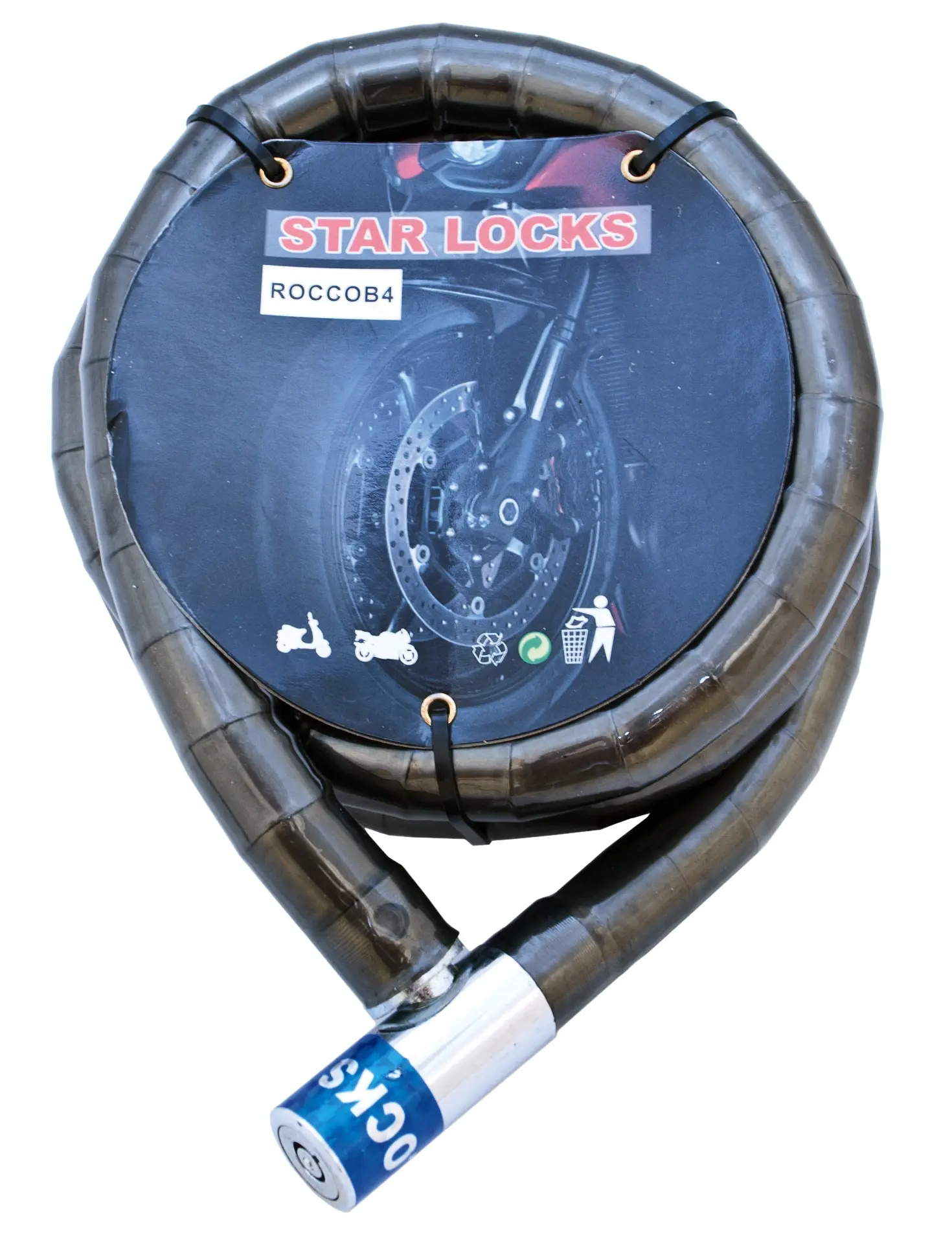 Κλειδαριά με καλώδιο αρθρωτό Star Locks Ø22mm x 1m50 Θήκη Καπνί