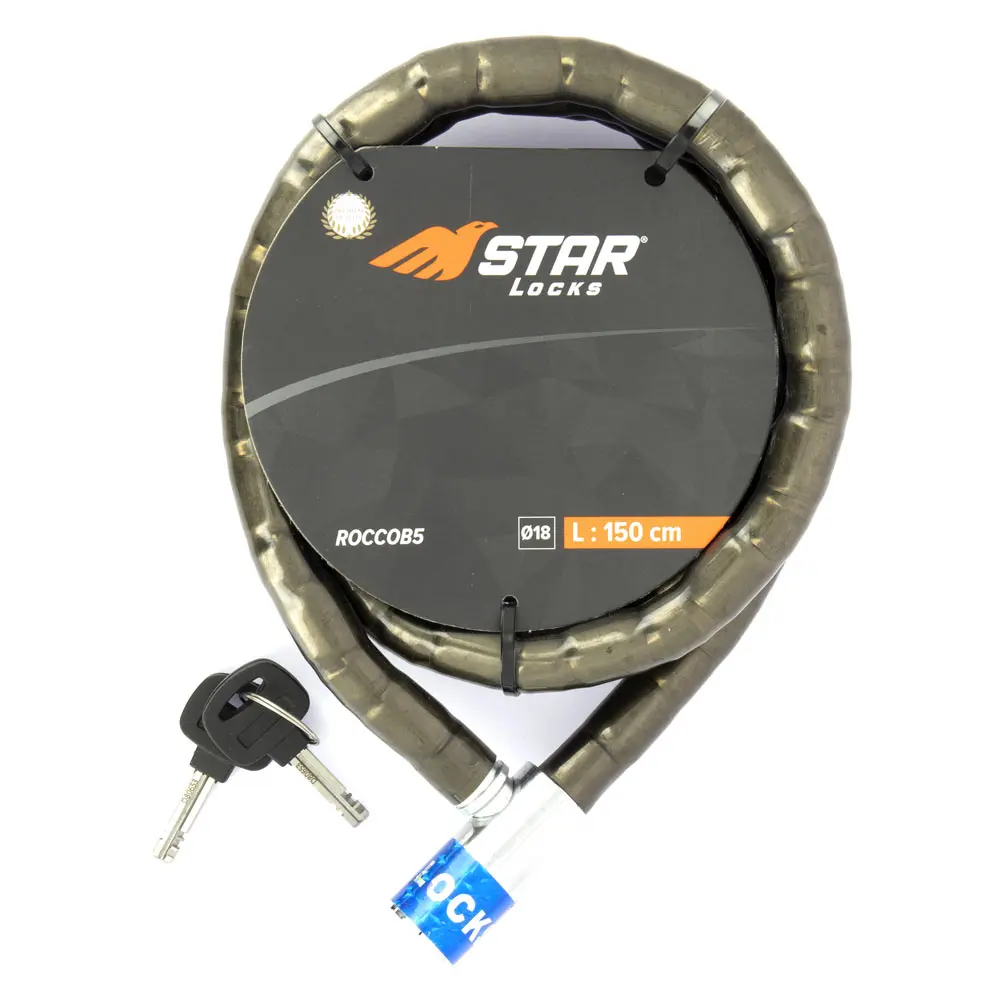 Star Locks Ø18mm x 1M50 سموک شیاتھ آرٹیکیولیٹڈ کیبل لاک