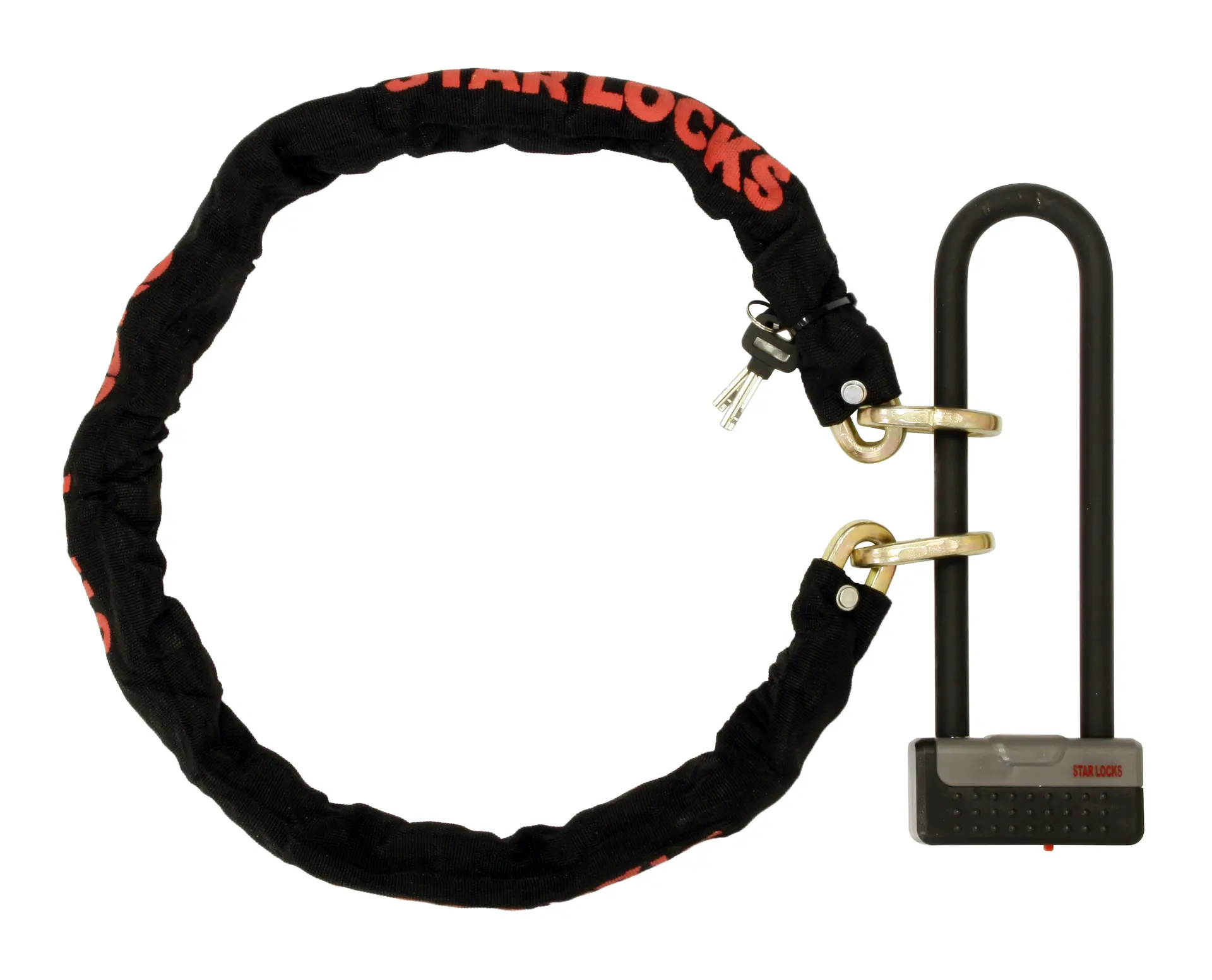 Bügelschloss + Kette Star Locks 100mm x 290mm - Kettenlänge 120cm