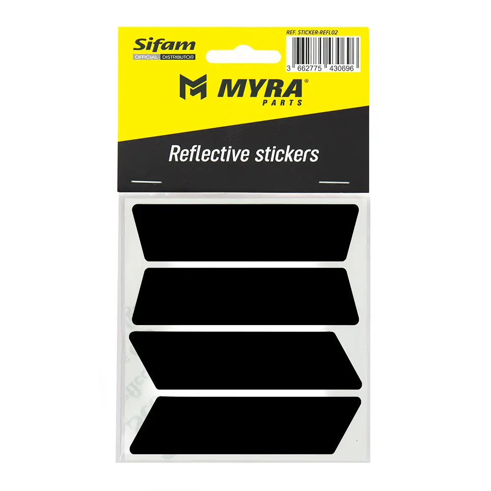 Stickers noirs réfléchissants pour casques Myra