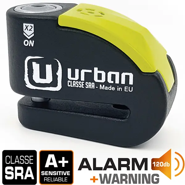 Scheibenschloss SRA Urban Bloque Disque Schwarz und Gelb ø10 mm Hi-Tech Alarmanlage