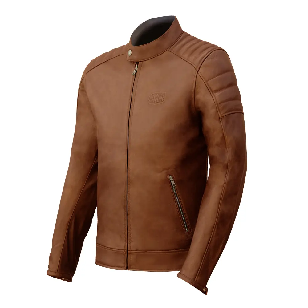 Herren Lederjacke Gasoline GT Trophy Größe M cognac