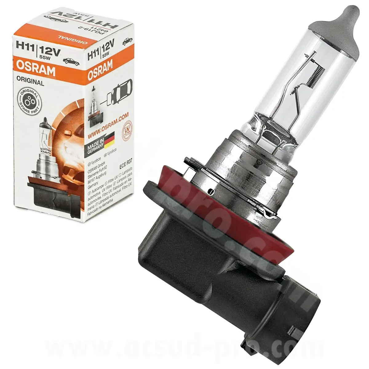 Halogenglühlampe H11 12V 55W OSRAM Sockel PGJ19-2 klar — Ansicht 5