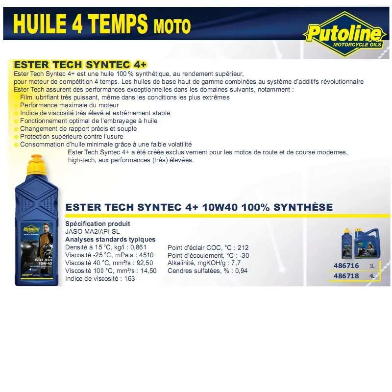 Oli Mesin Putoline 10W40 sintetik penuh Ester Tech 1L — tampak ke-6