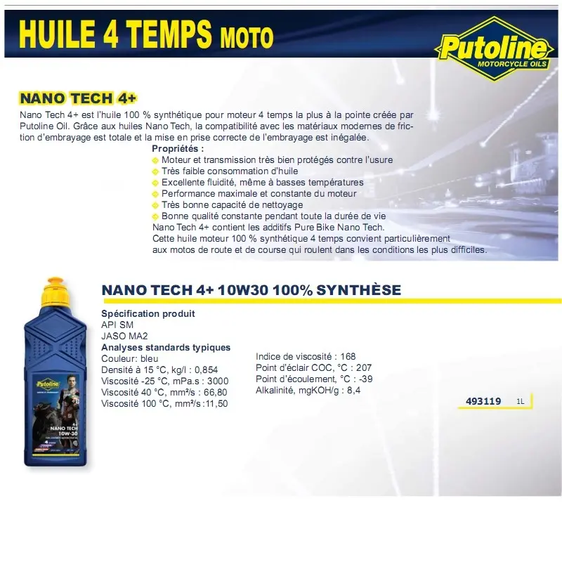 Variklio alyva Putoline N-Tech 10W30 1L — 6 vaizdas