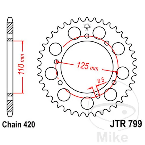 Ocelová řetězová hvězdice JT SPROCKETS