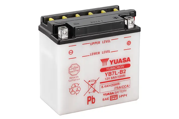 Yuasa YB7L-B2 Yumicron konventionelle wartbare Batterie 12V 8 Ah (LxBxH 135x75x133mm) — Ansicht 6