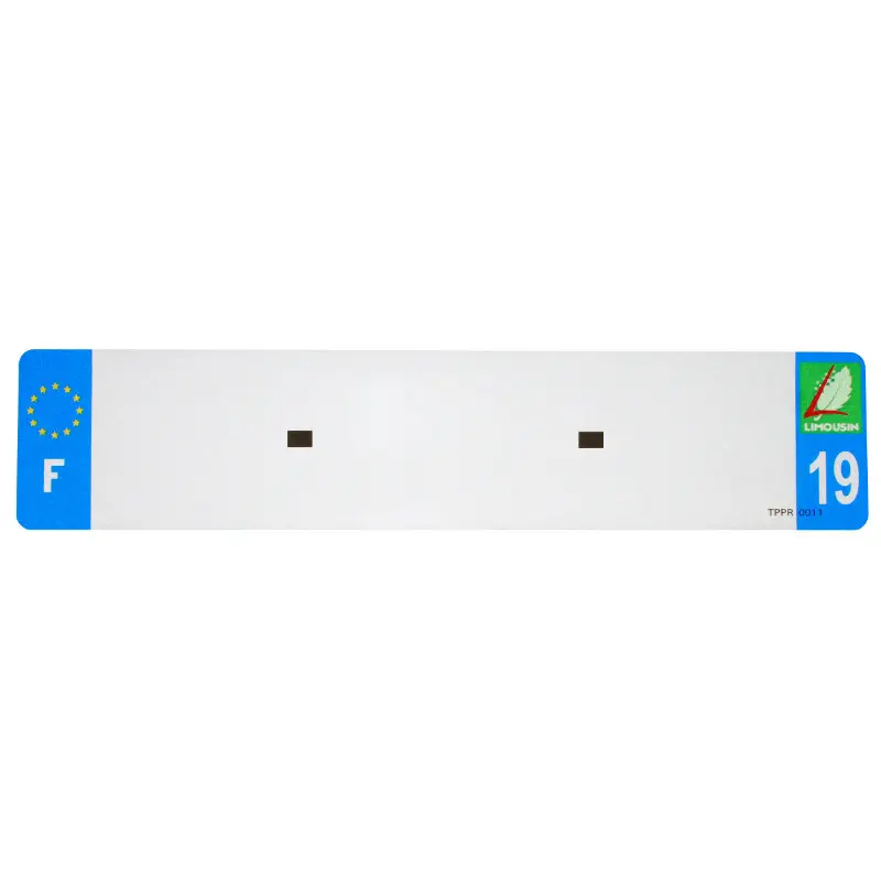 Bande plaque auto 520x110 pour PVC vierge département 19-EURO TOP PLAQ