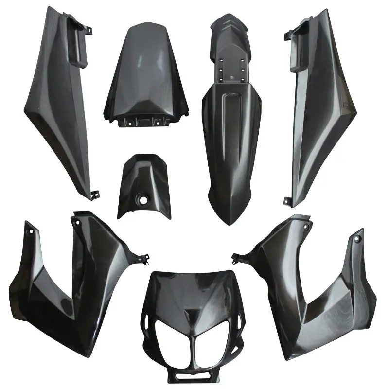Carrosserie-carénage 50 à boîte adaptable Derbi 50 Senda 2000-2010 noir brillant (kit 8 pièces) P2R