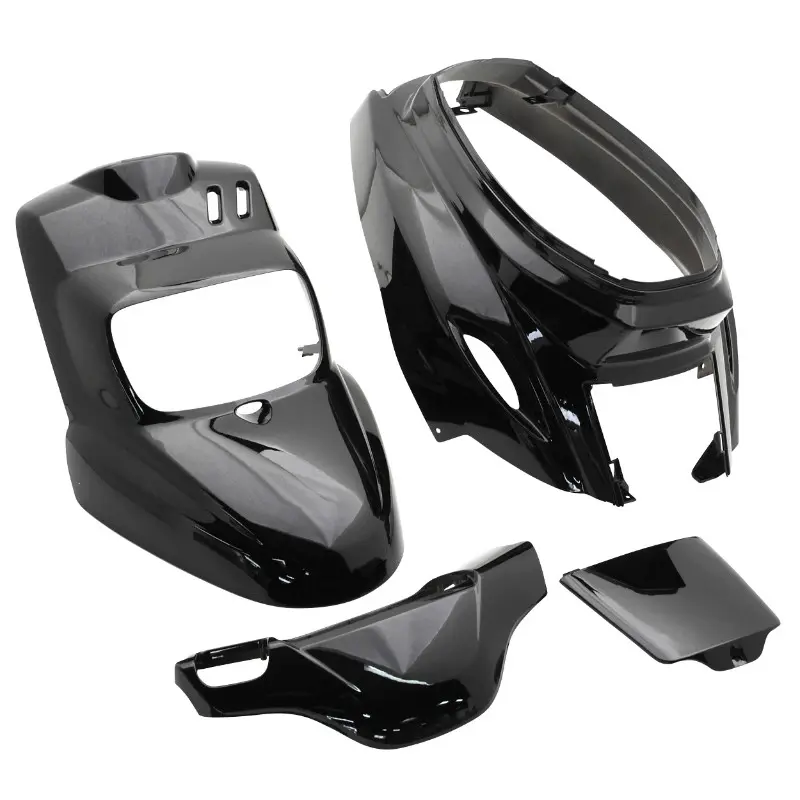 적응형 스쿠터 페어링 키트 MBK Booster 50 2004+ Yamaha BWS 50 2004+ 블랙 브라이트 4피스 키트 P2R