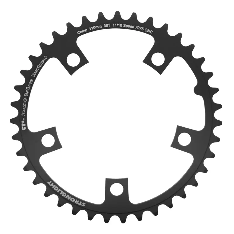 Plateau route 5BRA d.110 Stronglight CT2 39DTS interieur noir type shimano 10-11V.