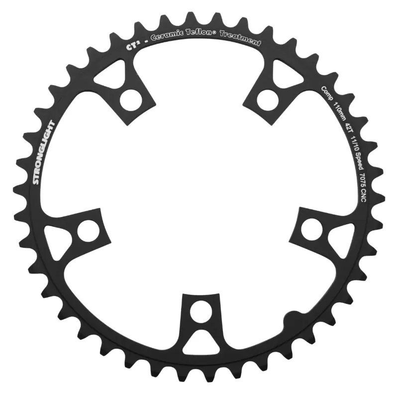 Plateau route 5BRA d.110 Stronglight CT2 42DTS interieur noir type shimano 10-11V.